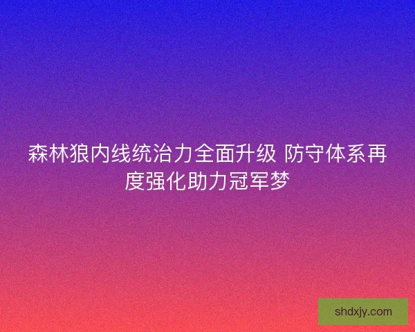 森林狼内线统治力全面升级 防守体系再度强化助力冠军梦 森林狼内线统治力全面升级 防守体系再度强化助力冠军梦