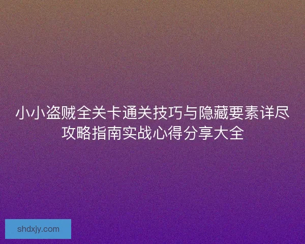 小小盗贼全关卡通关技巧与隐藏要素详尽攻略指南实战心得分享大全 小小盗贼全关卡通关技巧与隐藏要素详尽攻略指南实战心得分享大全