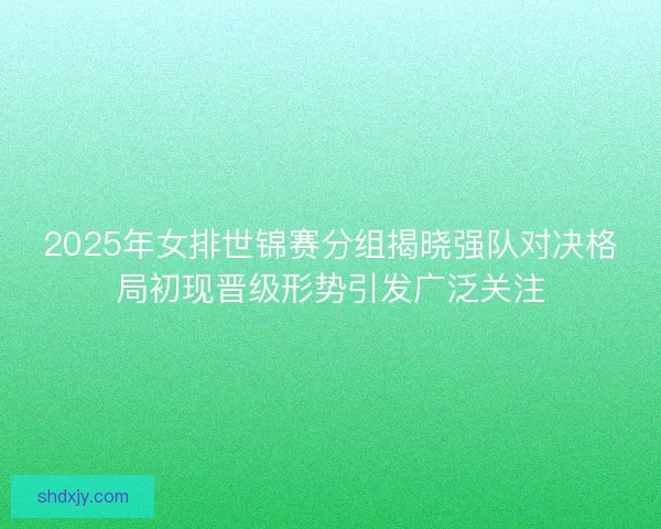2025年女排世锦赛分组揭晓强队对决格局初现晋级形势引发广泛关注