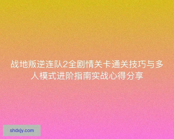 战地叛逆连队2全剧情关卡通关技巧与多人模式进阶指南实战心得分享 战地叛逆连队2全剧情关卡通关技巧与多人模式进阶指南实战心得分享