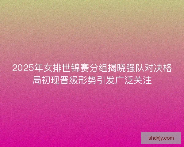 2025年女排世锦赛分组揭晓强队对决格局初现晋级形势引发广泛关注 2025年女排世锦赛分组揭晓强队对决格局初现晋级形势引发广泛关注