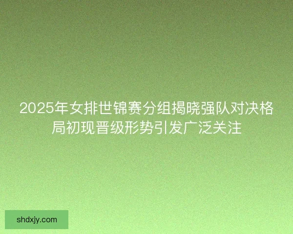 2025年女排世锦赛分组揭晓强队对决格局初现晋级形势引发广泛关注