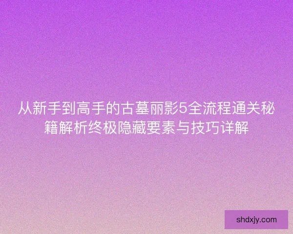从新手到高手的古墓丽影5全流程通关秘籍解析终极隐藏要素与技巧详解 从新手到高手的古墓丽影5全流程通关秘籍解析终极隐藏要素与技巧详解